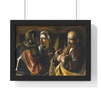 The Denial of Saint Peter  ,  Caravaggio  ,  Premium Framed Horizontal Poster,The Denial of Saint Peter  -  Caravaggio  -  Premium Framed Horizontal Poster