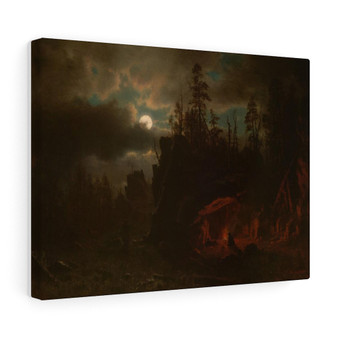 The Trappers' Camp by Albert Bierstadt  ,  Stretched Canvas,The Trappers' Camp by Albert Bierstadt  -  Stretched Canvas