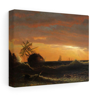 Albert Bierstadt, Beached Ship ,  Stretched Canvas,Albert Bierstadt, Beached Ship -  Stretched Canvas,Albert Bierstadt, Beached Ship -  Stretched Canvas