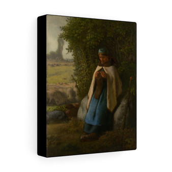 Shepherdess Seated on a Rock, 1856, Jean,Francois Millet, French, Stretched Canvas,Shepherdess Seated on a Rock, 1856, Jean-Francois Millet, French- Stretched Canvas,Shepherdess Seated on a Rock, 1856, Jean-Francois Millet, French- Stretched Canvas