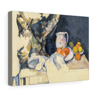  Curtain and Fruit, (1898) - Stretched Canvas,Paul Cézanne's, Curtain and Fruit, (1898) , Stretched Canvas,Paul Cézanne's, Curtain and Fruit, (1898) - Stretched Canvas,Paul Cézanne's