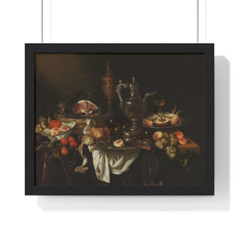 Johannes Vermeer Pronkstillleven  ,  Premium Framed Horizontal Poster,Johannes Vermeer Pronkstillleven  -  Premium Framed Horizontal Poster