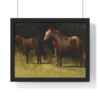 Albert Bierstadt, Two Horses  ,   Premium Framed Horizontal Poster,Albert Bierstadt, Two Horses  -   Premium Framed Horizontal Poster,Albert Bierstadt, Two Horses  -   Premium Framed Horizontal Poster