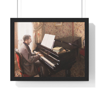 Gustave Caillebotte Jeune homme au piano - Premium Framed Horizontal Poster,Gustave Caillebotte Jeune homme au piano , Premium Framed Horizontal Poster