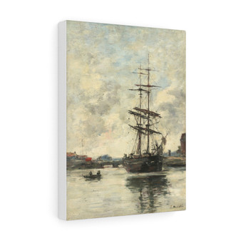 Eugène Boudin , Ship on the Touques , 1888,1895 , Stretched Canvas,Eugène Boudin - Ship on the Touques - 1888-1895 - Stretched Canvas