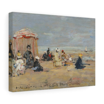 Eugène Boudin , On the Beach , 1894 , Stretched Canvas,Eugène Boudin - On the Beach - 1894 - Stretched Canvas