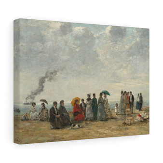  Figures on the Beach, circa 1867,1870 , Stretched Canvas,Eugène Boudin - Figures on the Beach- circa 1867-1870 - Stretched Canvas,Eugène Boudin 