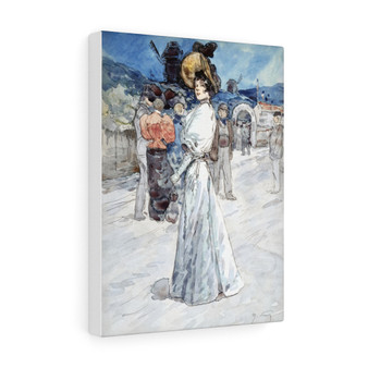 A Parisienne Outside the Moulin de la Galette (1844–1907) painting in high resolution by Henry Somm, Stretched Canvas,A Parisienne Outside the Moulin de la Galette (1844–1907) painting in high resolution by Henry Somm- Stretched Canvas