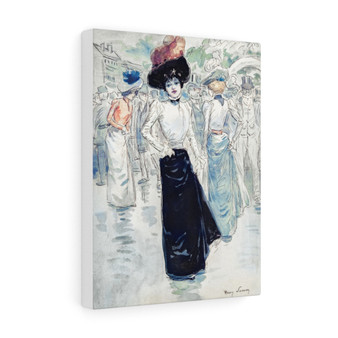  Stretched Canvas,A Parisienne on a Crowded Street (1844–1907) painting in high resolution by Henry Somm- Stretched Canvas,A Parisienne on a Crowded Street (1844–1907) painting in high resolution by Henry Somm