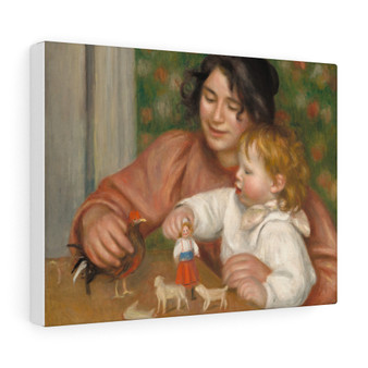 Auguste Renoir's Child with Toys - Gabrielle and the Artist's Son -Jean (1895-1896) - Stretched Canvas,Auguste Renoir's Child with Toys , Gabrielle and the Artist's Son ,Jean (1895,1896) , Stretched Canvas
