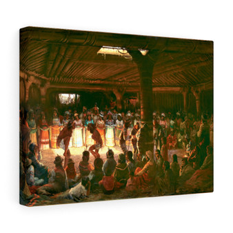 Dance in a Subterranean Roundhouse at Clear Lake, California, 1878, Jules Tavernier , Stretched Canvas,Dance in a Subterranean Roundhouse at Clear Lake, California, 1878, Jules Tavernier - Stretched Canvas,Dance in a Subterranean Roundhouse at Clear Lake, California, 1878, Jules Tavernier - Stretched Canvas