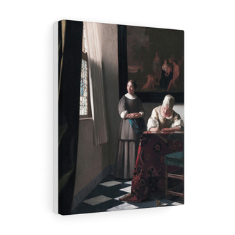 Johannes Vermeer's Lady Writing a Letter with her Maid (ca. 1670,1671), Stretched Canvas,Johannes Vermeer's Lady Writing a Letter with her Maid (ca. 1670-1671)- Stretched Canvas