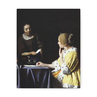 Johannes Vermeer's Mistress and Maid (ca. 1666-1667) - Stretched Canvas