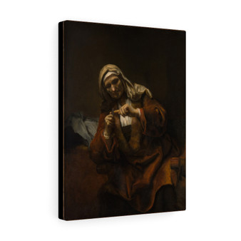 Old Woman Cutting Her Nails ca. 1655–60 Style of Rembrandt Dutch , Stretched Canvas,Old Woman Cutting Her Nails ca. 1655–60 Style of Rembrandt Dutch - Stretched Canvas