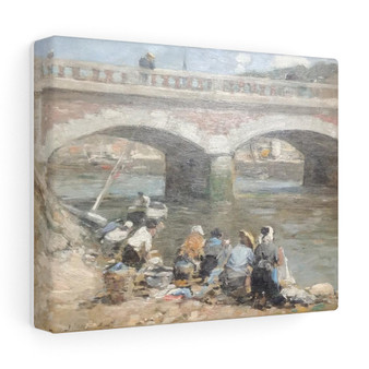 Boudin Eugène Laveuses au pont de Deauville  ,  Stretched Canvas,Boudin Eugène Laveuses au pont de Deauville  -  Stretched Canvas