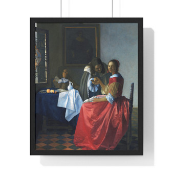 Johannes Vermeer’s The Girl with a Wineglass   ,  Premium Framed Vertical Poster,Johannes Vermeer’s The Girl with a Wineglass   -  Premium Framed Vertical Poster