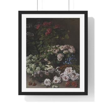 Spring Flowers (1864) by Claude Monet , Premium Framed Vertical Poster,Spring Flowers (1864) by Claude Monet - Premium Framed Vertical Poster