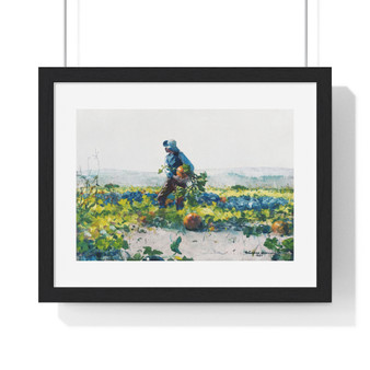 For to Be a Farmer’s Boy (1887) by Winslow Homer , Premium Horizontal Framed Poster,For to Be a Farmer’s Boy (1887) by Winslow Homer - Premium Horizontal Framed Poster