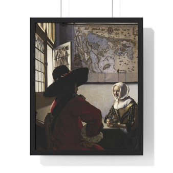 Johannes Vermeer’s Officer and Laughing Girl  ,  Premium Framed Vertical Poster,Johannes Vermeer’s Officer and Laughing Girl  -  Premium Framed Vertical Poster