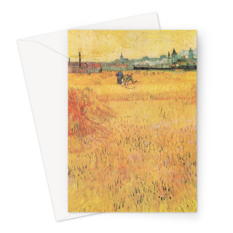 Vincent van Gogh's Wheat field with View of Arles (1888) -  Greeting Card - (FREE SHIPPING)