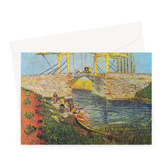 Vincent van Gogh's The Langlois Bridge at Arles with Women Washing (1888)-2 -  Greeting Card - (FREE SHIPPING)