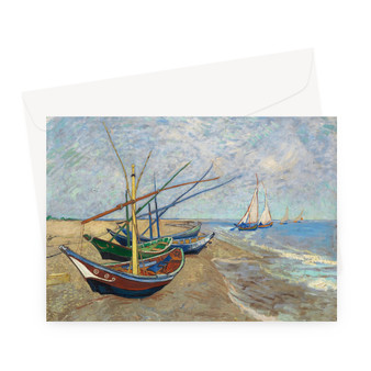 Vincent van Gogh's Fishing Boats on the Beach at Saintes-Maries (1888) -  Greeting Card - (FREE SHIPPING)