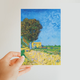 Vincent van Gogh's Avenue at Arles with houses (1888)-  Classic Postcard - (FREE SHIPPING)