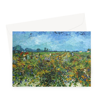 Vincent Van Gogh - The Green Vineyard (1888) -  Greeting Card - (FREE SHIPPING)