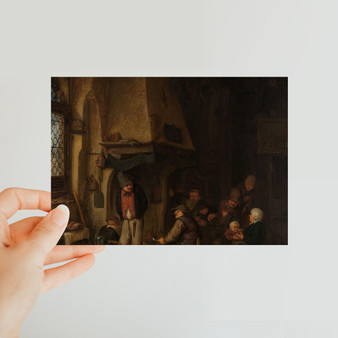 'The Skaters' Peasant Company in an Interior, Adriaen van Ostade, c. 1656 -  Classic Postcard - (FREE SHIPPING)