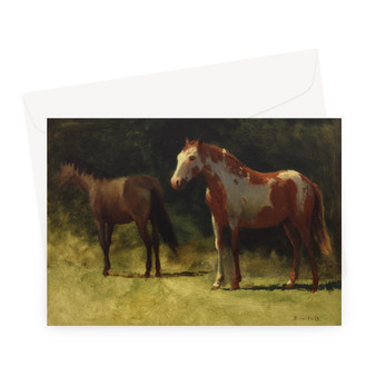 Albert Bierstadt's Two Horses -  Greeting Card - (FREE SHIPPING)