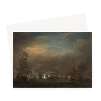 Battle during the Naval Battle of Kijkduin, Willem van de Velde (II), c. 1675 -  Greeting Card - (FREE SHIPPING)