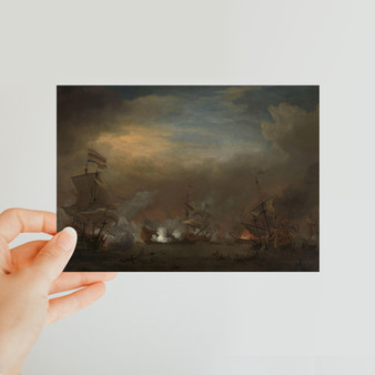 Battle during the Naval Battle of Kijkduin, Willem van de Velde (II), c. 1675 -  Classic Postcard - (FREE SHIPPING)