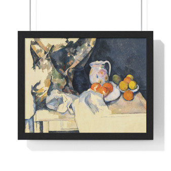 Paul Cézanne's Curtain and Fruit   , Premium Framed Horizontal Poster,Paul Cézanne's Curtain and Fruit   - Premium Framed Horizontal Poster