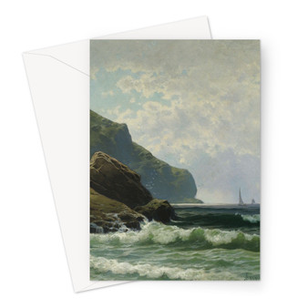 Seascape with Boats Offshore by Alfred Thompson Bricher -  Greeting Card - (FREE SHIPPING)