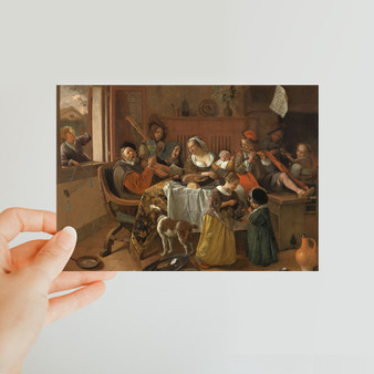 The Merry Family, Jan Havicksz. Steen, 1668 -  Classic Postcard - (FREE SHIPPING)