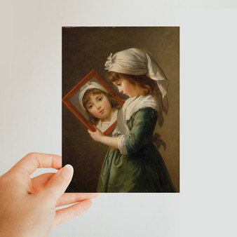 Julie Le Brun (1780–1819) Looking in a Mirror 1787 by Elisabeth Louise Vigée Le Brun Classic Postcard
