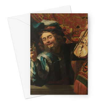 The Merry Fiddler, Gerard van Honthorst, 1623 -  Greeting Card - (FREE SHIPPING)
