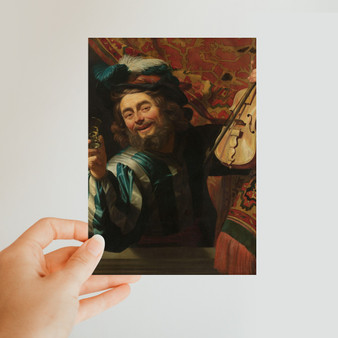 The Merry Fiddler, Gerard van Honthorst, 1623 -  Classic Postcard - (FREE SHIPPING)