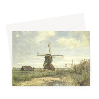 'Sunny Day', a Windmill on a Waterway, Paul Joseph Constantin Gabriël, c. 1860 - c. 1903 -  Greeting Card - (FREE SHIPPING)