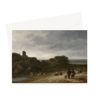 Georges Michel's Landschap met figuren en vee Greeting Card - Free Shipping