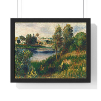 Auguste Renoir , Landscape at Vétheuil, Premium Framed Horizontal Poster,Auguste Renoir - Landscape at Vétheuil- Premium Framed Horizontal Poster