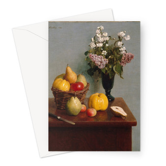 Still Life with Flowers and Fruit 1866 Henri Fantin-Latour French Greeting Card - (FREE SHIPPING)