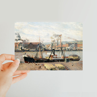 Port of Rouen, Unloading Wood (1898) by Camille Pissarro, Classic Postcard - (FREE SHIPPING)