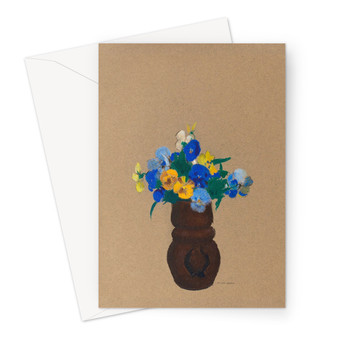 Pansies (1905) by Odilon Redon - Greeting Card - (Free shipping)