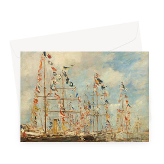 Eugène Boudin -Yacht Basin at Trouville-Deauville- probably 1895-1896 Greeting Card - (Free shipping)
