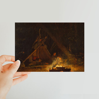 Camp Fire 1880 Winslow Homer American Classic Postcard - (FREE SHIPPING)