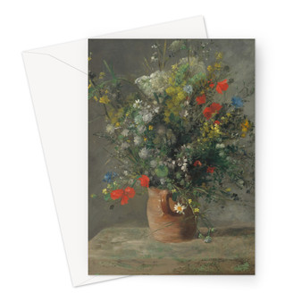 Auguste Renoir - Flowers in a Vase - circa 1866 Greeting Card - (Free shipping)
