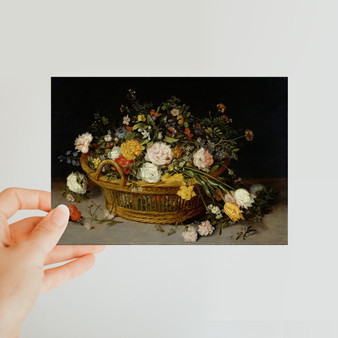 A Basket of Flowers probably 1620s Jan Brueghel the Younger Flemish Classic Postcard - (FREE SHIPPING)