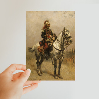 A Cavalryman 1884 Alphonse-Marie-Adolphe de Neuville French Classic Postcard - (FREE SHIPPING)