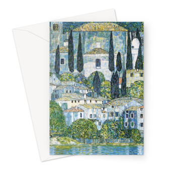 Gustav Klimt's Kirche in Cassone (1913) famous painting. Original from Wikimedia Commons Greeting Card